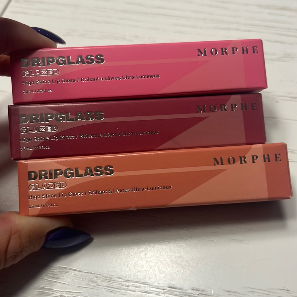 Morphe Dripglass Glazed Set - nude gleam, pink mirror, and shatterproof mauve